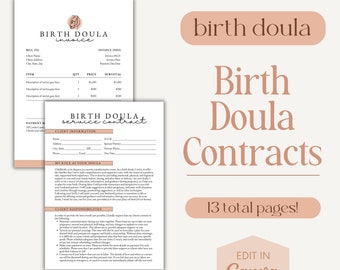 Contratti e moduli di rilascio per doula di nascita, contratti legali per doula, modelli per operatori di nascita, modello Canva, doula stampabile, moduli modificabili