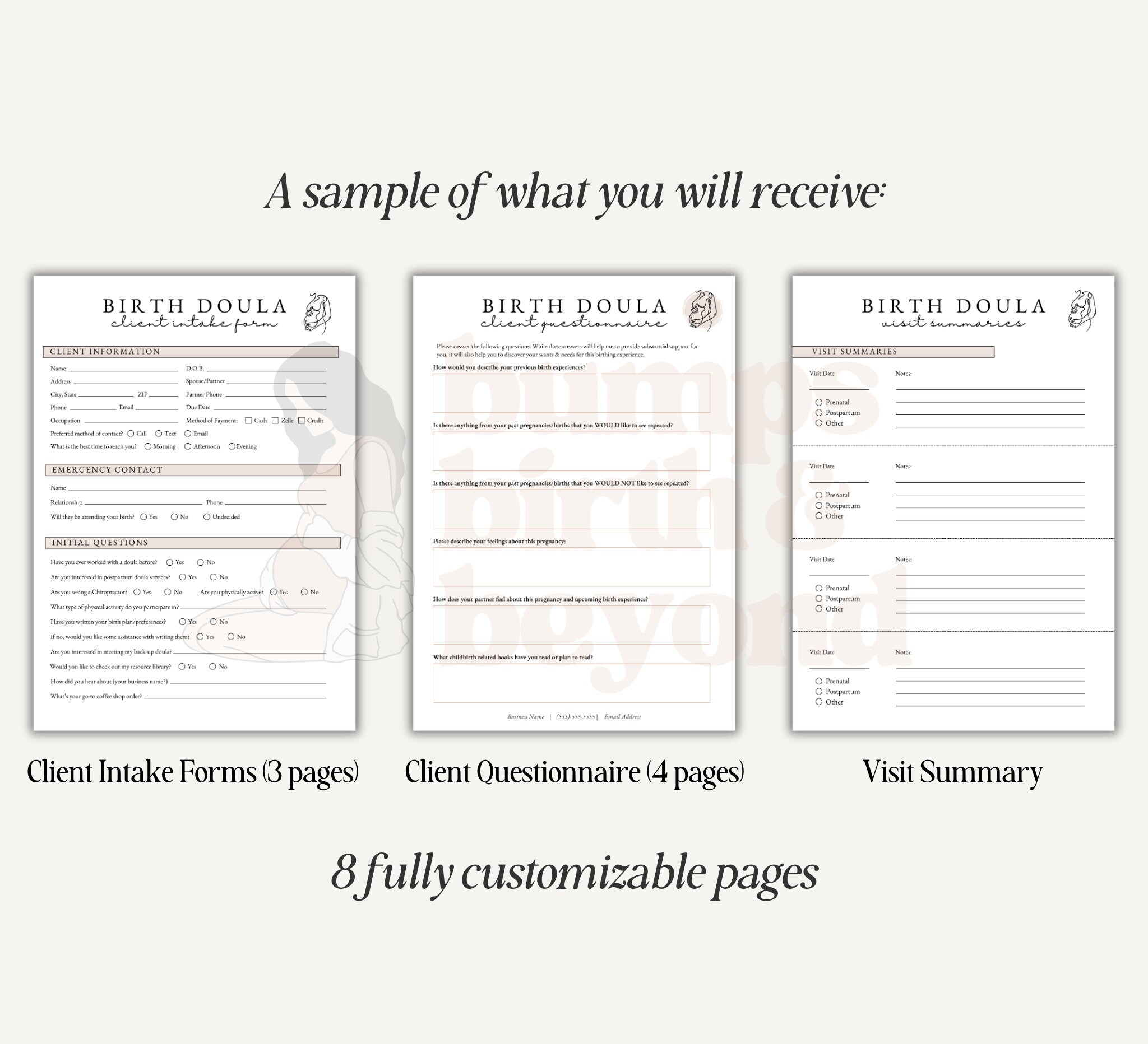 Birth Doula Client Intake Template, Canva File, Custom Forms ...