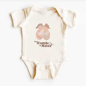 Womb Mates Bodysuit, Natural White Heather Body Suit, Twin Baby Gift, Gift for Newborn, Twin Announcement Bodysuit, Baby Shower Present