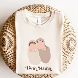 Twin Mama T-Shirt, Apparel for Twin Mom&#39;s, Twin Pregnancy Announcement, New Mom Gift, Twin Mom Club