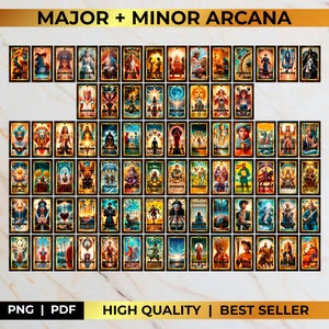 Complete Tarot Deck 78 Tarot Cards Printable Full Tarot Cards Deck ...