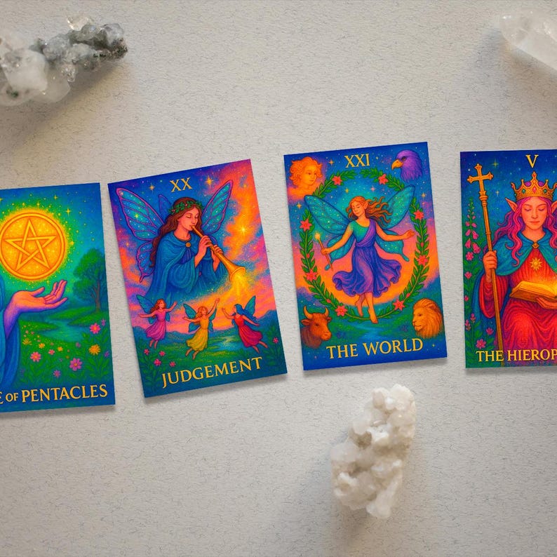 Fairy Tarot Deck - Complete 78 Colorful, Whimsical & Magical Fae Cards ...