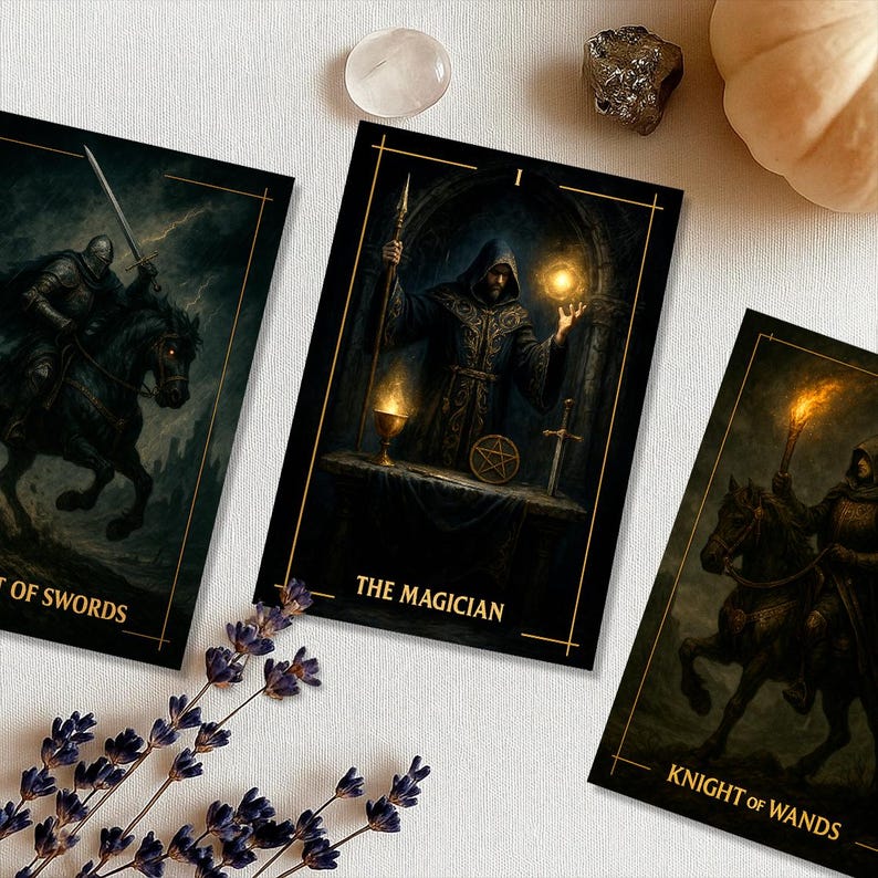 Shadow Tarot Deck - Complete 78 Dark Gold Cards | Unique Witchy Oracle ...