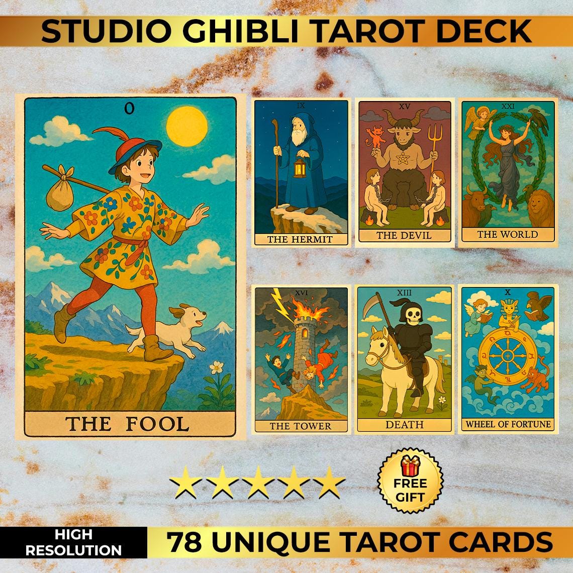 Studio Ghibli Tarot Deck Complete 78 Cards Inspired by Studio