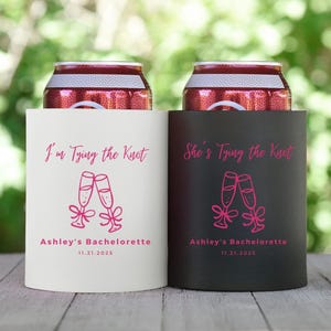 Custom Bachelorette Koozies, I&#39;m Tying the Knot Bachelorette Can Cooler,  Bridal Shower Gift, Bachelorette Weekend Koozie, Bridesmaid Gift