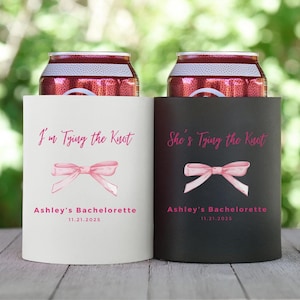 Bachelorette Party Koozies, I&#39;m Tying the Knot Bachelorette Can Cooler,  Bridal Shower Gift, Bachelorette Weekend Koozie, Bridesmaid Gift