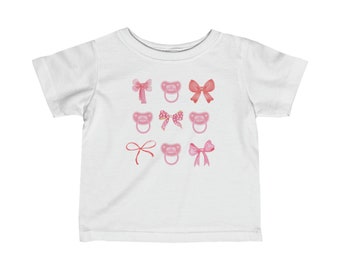 Noeuds coquette et tshirt Binkys pour tout-petits, chemise avec noeuds, esthétique coquette, chemise girlie, chemise à ruban, cadeau pour tout-petit