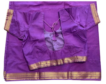Semi-crepe Saree with Stitched blouse|Mysore Silk style design|Blouse Fits Bust 38&quot; margin upto 46&quot;|Fall ,Pico/overlock done|Light Weight