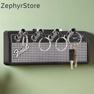 Porte-clés style ampli de musique | Support mural pour clés d'ampli guitare | Comprend 4 clés/porte-clés | Décoration d'intérieur