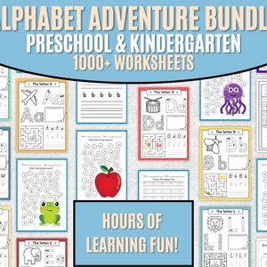 Printable Preschool Worksheets Alphabet Kindergarten Workbook Practice Tracing Coloring Educational Montessori Hands on Activities Pre-k