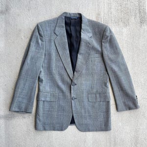 VTG Burberrys Blazer Mens 40R Grey Plaid Wool Sports Coat Union Made 1990s