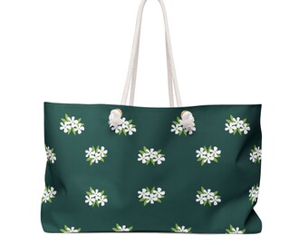 White Flowered Weekender Bag