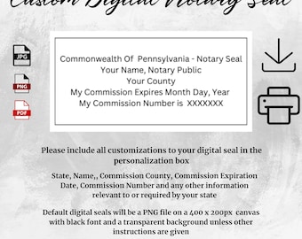 Custom Electronic Notary Seal - Rectangular