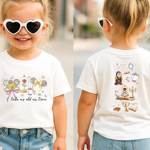 Belle en het beest, shirt Disney Princess Belle, sprookjeskasteel Magic Belle Rose Chip Mrs Potts Aesthetic T-shirt, Two Sides Disney Princess