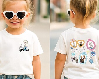 Benutzerdefinierte Disney Prinzessin Elsa Anna Name Shirt, gefrorene Charaktere Shirt, magischer Park Kleinkind Shirt, personalisierte Elsa Coquette Shirt, Anna Bow