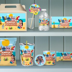 Lilo & Stitch Editable Label Bundle, Stitch and Angel Party Kit, Printable Disney Party Design Pack, Custom Birthday Party Decoration, 0001