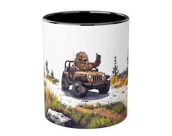 Star Wars inspired Chewy in a Jeep Accent Mug