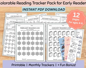 Kids Reading Tracker, Summer Chart, Book Log, Reading Challenge, Colorable, Homeschool, Coloring, Reward, Bucket List, Planner, Template