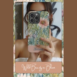 Custom Floral Phone Case, Personalized Name Phone Cover, Elegant Flower Design, Custom Gift for Her