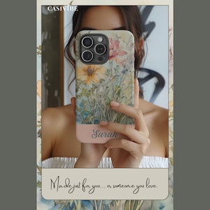 Floral Watercolor Phone Case, Customized Name, Personalized Flower Design, Elegant Gift for Her