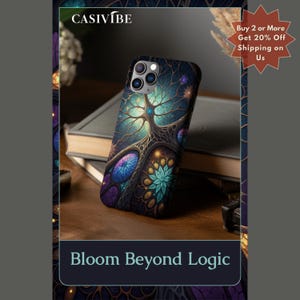 Bloom Beyond Logic Stained Glass Effect Phone Case, Cosmic Tree Art Design, Celestial Abstract Aesthetic, Unique Gift for Art Lovers