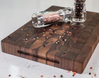 Handmade in USA Walnut End Grain Cutting Board Butcher Block