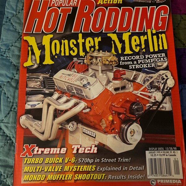 Popular Hot Rodding magazine January 1999, volume 30, number one collector issue monster Merlin record power from a pump, gas, stroker