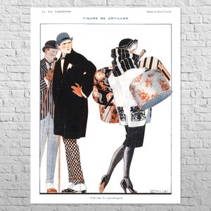 Póster Figura De Cotillon, años 20 / Tamaño A2 / Decoración de pared de moda