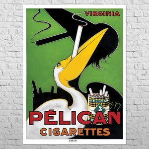 Poster Pelican Cigarettes, 1925 | 24x34&quot; Big size A1 | Old tobacco advertising