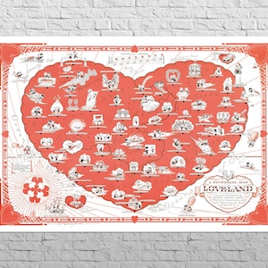 Bildkarte Loveland, 1943 | 75x50 cm | Für Paare | Retro Wanddeko