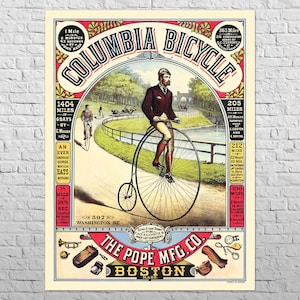 Poster Fahrrad kolumbianend, 1884 | 25x33" Großformat A1 | Alte USA Werbung | Loft Dekor