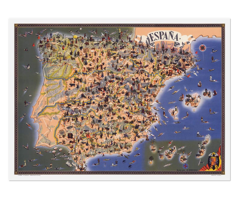 Map of Spain, 1957 | 35x26