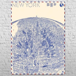 Carte de New York, 1982 | 29 x 39" grande taille | Restauré | Décoration murale rétro
