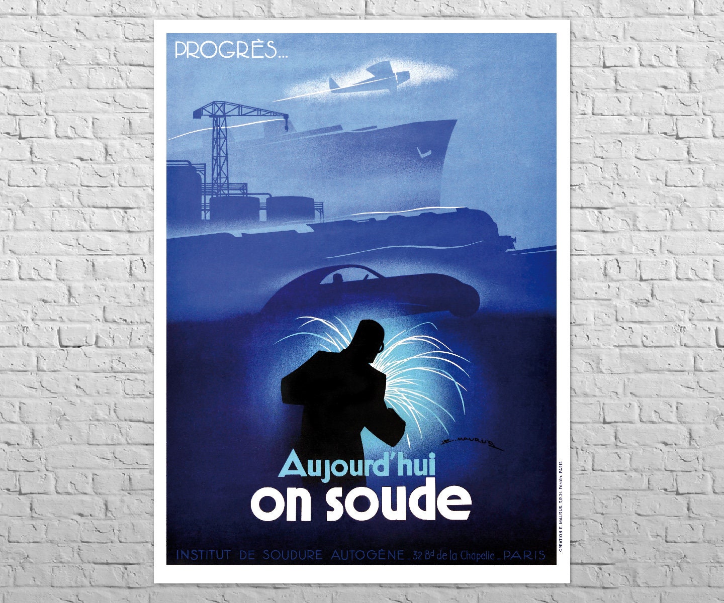 Poster Sur Soude, 1930s | 24x36" Grand format A1 | Profession de soudeur