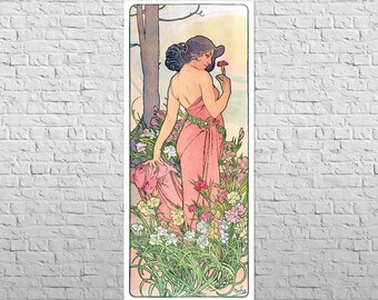 Poster The Flowers: Carnation, 1898 | Big size 20x47" | Alphonse Mucha | Room decor
