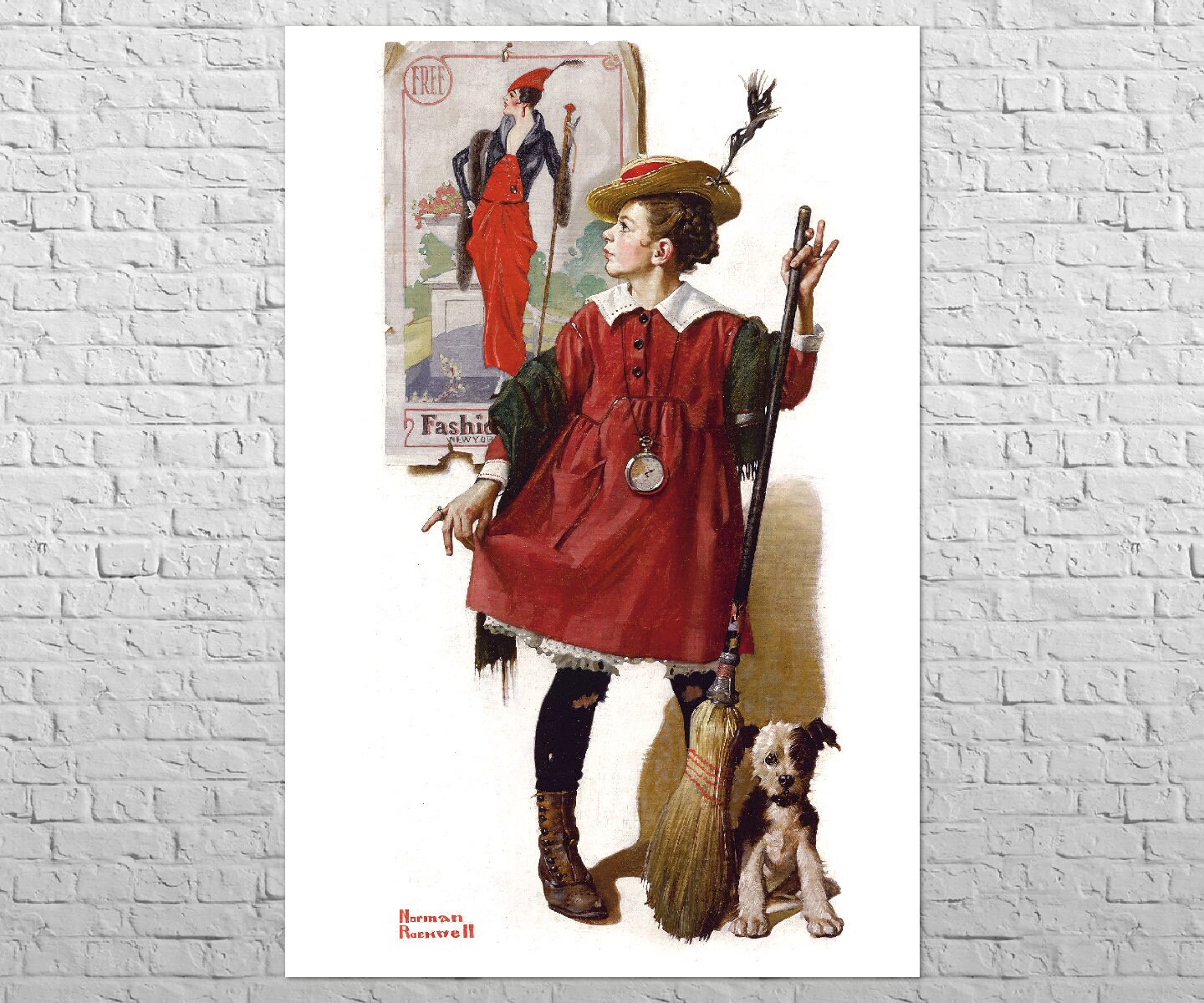 Póster La pequeña modelo, 1919 / 16x23" Tamaño mediano A2 / Norman Rockwell retro