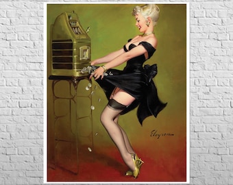 Póster Jackpot, 1961 / Tamaño A2 de 19 x 24 pulgadas / Pin Up Gil Elvgren, Lady Luck