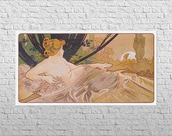 Poster Dawn, 1899 | 47x25" Big size | Alphonse Mucha | Art nouveau