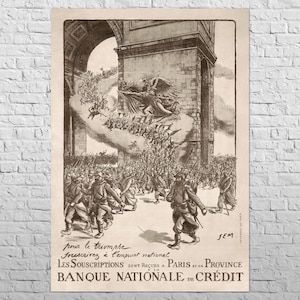 Poster Banque Nationale de Crédit, 1918 | 16x24" A2 size | WW1 Old French propaganda