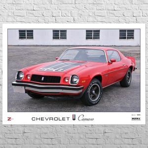 Poster Chevrolet Camaro Gen.2 Z28 | 33x24&quot; Big size A1 | Wall art red car 70s