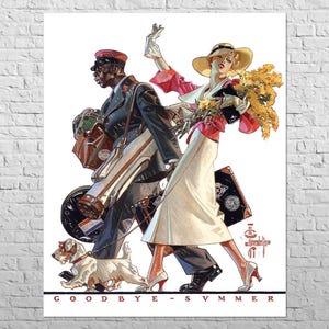 Póster Adiós verano, 1934 / 14x18" Tamaño mediano / Arte retro / Mujer impresionante