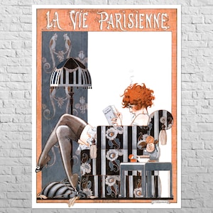 Póster Son Breviaire, 1920 / 13x18" Portada de revista francesa antigua A3 / Pin Up