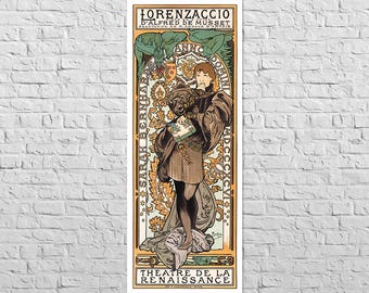 Poster Lorenzaccio, 1896 | Big size 18x47" | Alphonse Mucha, old playbill