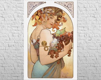 Poster Fruits, 1897 | 16x24" Mid size A2 | Alphonse Mucha, Art nouveau