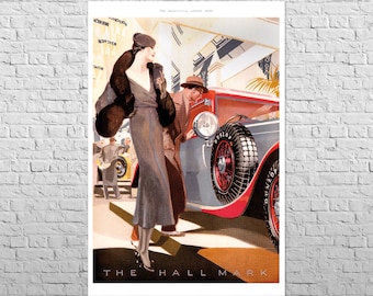 Poster Dunlop 1933 | 16х24" A2 size | Old tire advertising | Car service decor