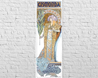 Póster Gismonda, 1895 / 16x47" Tamaño grande / Alphonse Mucha, Art nouveau