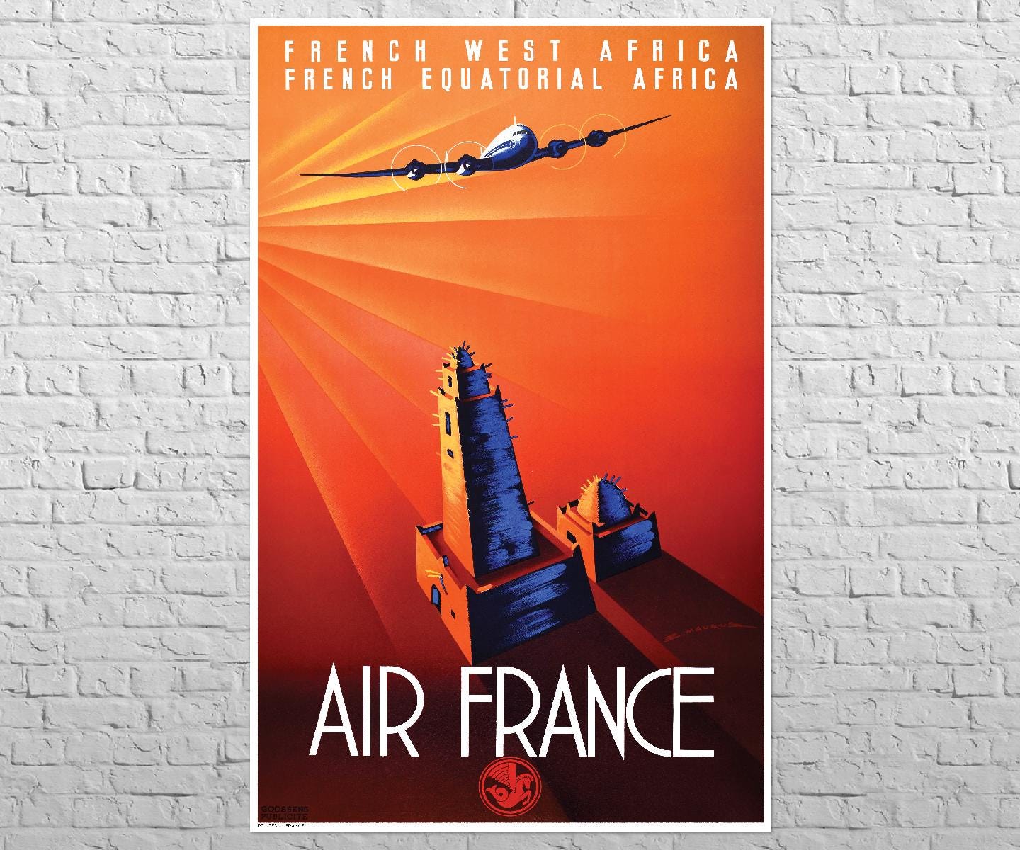 Poster Vintage Aviation Afrique Occidentale - 40x60cm - Reproduction Haute Qualité