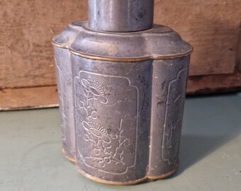 Antique French Art Deco heavy pewter tea caddy