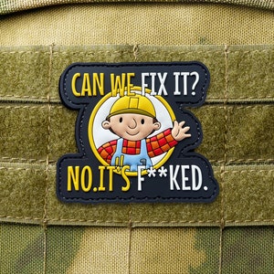 Fix it Bob Funny PVC Morale Patch with Hook and Loop - Rubber Military Patches for Backpacks and Other Tactical Gears