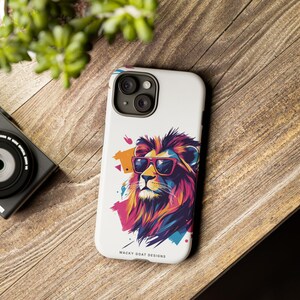 Retro Vibrant Lion Portrait Phone Case - Colorful Pop Art Animal Design Protection for your iPhone, Google Pixel and Samsung Galaxy.